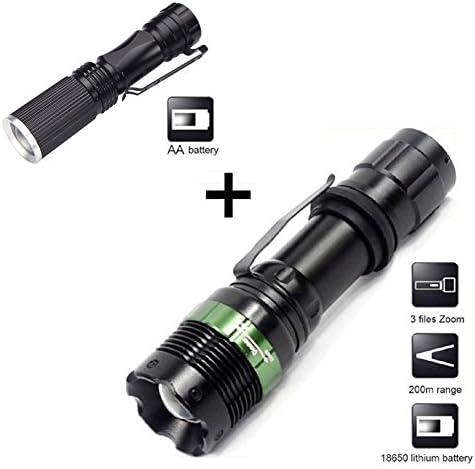 Coquimbo Super Bright Led Torch Pocket Torch Light 1000 Lumen XML2 T6 Adjustable Focus Zoomable LED Flashlight Water Resistant Camping Torch, Batteries not Included