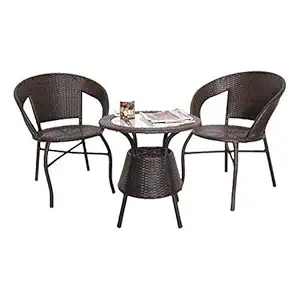 WICKER HUB WH-101 Outdoor Patio Furniture 2 Chair 1 Table Brown