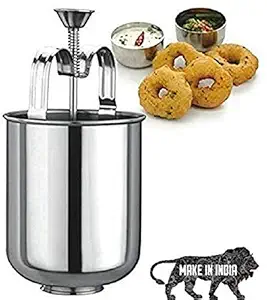 P M H Stainless Steel Medu Vada Maker with Stand, medu vada Maker Machine, Pack Of 1 (Silver Color)