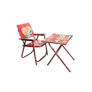 Sunrise Kids Metal Body Chair and Table for Study and Dinning (Red)