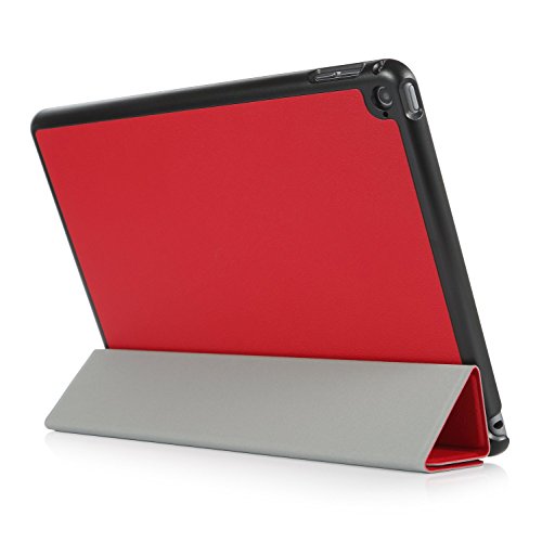 iHarbort® iPad Air 2 Hülle – Premium PU Leder Tasche Hülle Etui Schutzhülle Ständer Smart Cover für iPad Air 2, mit Schlaf / Wach-up-Funktion (iPad Air 2, Rot) - 3