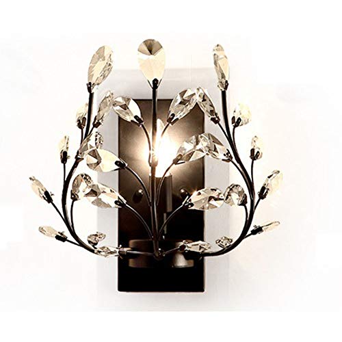 Preisvergleich Produktbild Amerikanischen stil led schmiedeeisernen kristall wandleuchte persönlichkeit beleuchtung wohnzimmer lampe nacht led hotel gang dekor leuchten,Black