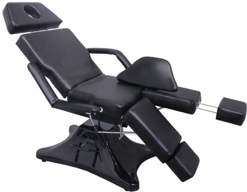 Preisvergleich Produktbild hydraulisch höhenverstellbare Massageliege mit verstellbaren Rücken- und Beinteilen Sockel schwarz, Sitz schwarz