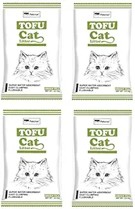 Petcrux Tofu Cat Litter Natural Cat Litter Flushable Cat Litter Clumping Plant Cat Litter Ultra Control Cat Litter Dust Free Low Tracking Cat Litter 6 L - 2.5 Kg (Green Tea - Pack of 4 [Total 10 Kg])