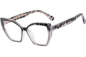 kachawoo TR90 Blue Light Blocking Gläser mit Frühlingsbein Cat Eye Polygon Bunte Rahmen Brillen Mode Rezept OL Eyewear