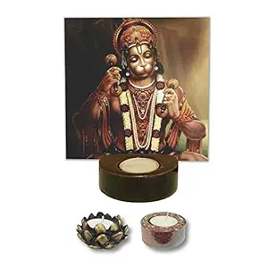 Yaya Cafe Hanuman Tealight Candle Holder Balaji, Gifts Puja Items Home - Set of 3