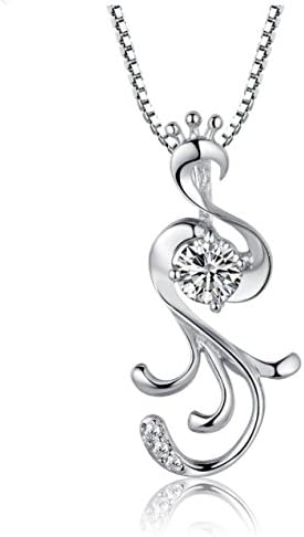 Women's 925 Sterling Silver Phoenix Zircon Pendant,Silver-L
