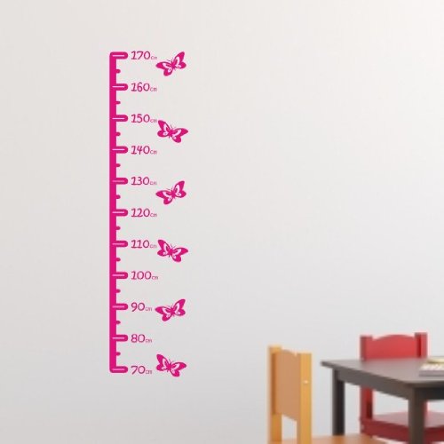 Kids height chart wall sticker Butterfly design H539K - PINK