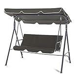 TAMAÑO: la silla columpio tiene un tamaño total de 170 x 115 x 153 cm (AxLxL), un peso de aproximadamente 16 kg y está hecha de acero con recubrimiento de polvo y poliéster