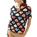 TOPTIE Women's Short Sleeve Chiffon Top T-shirt Blouses, Various Design - Stripe,M