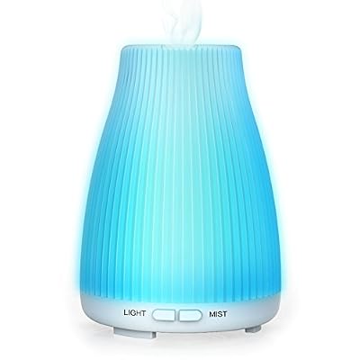 BAXiA Diffuseur d'huiles Essentielles ultrasonique - BAXiA humidificateur de brume fraîche d'aromathérapie de 100ml, avec 8 Couleurs lumières LED, une grande quantité de brume, la protection de manque d'eau et d'arrêt de courant, applicable à la cha…