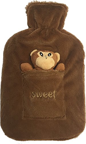 Hot Water Bottle with Soft Fleece Cover (Brown Monkey)