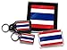 Produktbild Flag of Thailand Geschenkpaket Chrom Schlüsselring Schlüsselanhänger aus Leder Kühlschrank-Magnet und Glas Untersetzer mit Geschenk-Box