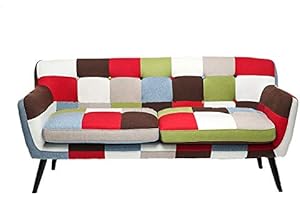 Totò Piccinni Divano 3 Posti in Tessuto Patchwork imbottito con Braccioli (Party, 3 Posti)