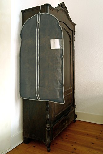 LS Design 2x Reise Kleidersack Kleiderschutzhülle Kleiderhülle 60×135 cm Vlies Grau Anthrazit - 2