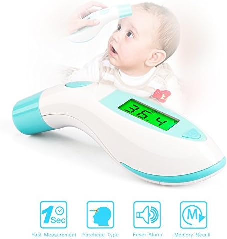 Ear Thermometer, iado Forehead Thermometer Digital Infrared Thermometer for Baby, Kids, Adults and Objects, Non-Contact Thermometer 1 Second Measurement with Instant Results Memory Recall