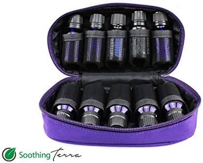 Soothing Terra Essential Oil Carrying Case - High Quality: Holds 10 Bottles - Size 5ML, 10ML, 15ML or 10ML Roll-ons - (Purple) by Soothing Terra