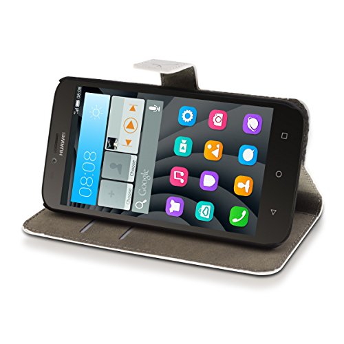 kwmobile HÃ¼lle fÃ¼r Huawei Y625 - Wallet Case Handy SchutzhÃ¼lle Kunstleder - Handycover KlapphÃ¼lle mit Kartenfach und StÃ¤nder Pusteblume Love Design Schwarz WeiÃŸ