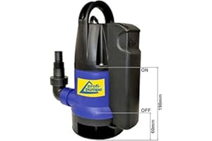 AMUR Schmutzwasser- Tauchpumpe flachsaugend mit integriertem Schwimmer 400W Förderhöhe 5m Tauchtiefe 5m Pumpe Partikelgröße 35mm Kabel 10m Abschalthöhe 9-10cm Anschalthöhe 18-19cm Dirt-Star-Extra-SS 400