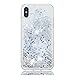 Produktbild Schutzhülle für iPhone XS/ iPhone X/10 Hülle Glitzer Flüssig Treibsand Schutzhülle Silikon Transparent Dünn 3D Glitter Flüssige Liquid Handyhülle, Coollee Durchsichtig Bling Sparkle Herz Etui TPU Slim Weich Soft Flüssigkeit Bewegende Back Cover Stoßfest Handytasche, Silber