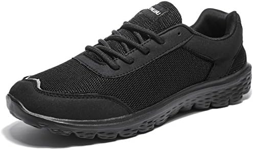 mens running shoes Breathable Lightweight Sneakers Athletic (10UK/45EU, black)