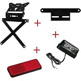 Produkteigenschaften und Eigenschaften: Universal-Set mit 4 Produkten für Motorräder der Marke Lampa, Artikelnr. SET-PSC1 1. Kennzeichenhalter ist universell und nicht spezifisch, kann angepasst werden oder angepasst werden mit einigen Modifikationen - Sockel unter dem Hals, eloxiertes Aluminium, verstellbare Neigung, Gewicht 250 g. Anordnung für Blinker und Kennzeichenbeleuchtung - Maße: Höhe 270 mm - Breite 200 mm - Tiefe 40 mm - Farbe schwarz 2. Halterung für Kennzeichenbeleuchtung