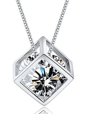 Wonvin 925 Sterling Silber Kristall Anhänger Halskette Das Fenster der Liebe mit 18inch Kette für Frauen