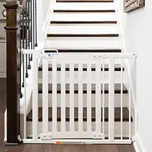 QDOS Spectrum Baby Safety GATE - Meets Tougher European Standards - Modern Design and Unparalleled Safety - Furniture Grade Wood - Indicators for Simple Installation | Pressure Mount | White