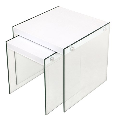Tinkee Cribel - Escritorio Pocket, Madera Multicapa y Cristal Templado, Lacado Blanco, 120 x 80 x 76 cm
