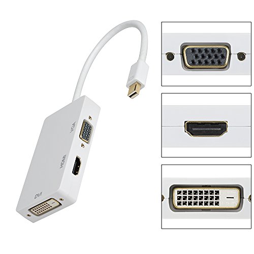 OMorc 3 in 1 Mini Displayport DP auf HDMI DVI VGA Kabel-Adapter Konverter für Apple MacBook, MacBook Air Pro, iMac, Mac mini, Microsoft Surface Pro 1 2 3, Thinkpad X1 usw. – Weiß - 7