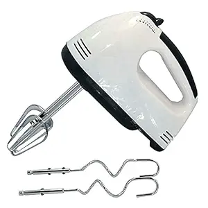 VRUGRA Mixer Handheld Processor Electric Scarlett Beater Hand Held High Speeds Roasting Appliances Cream Cake Egg Mixer Kitchen Baking Tool with Spatula and Oil Brush Set, White