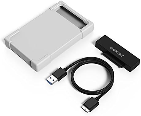 USB Hard Drive Adapter SATA III to USB3.0 with 1.6 Ft Detachable Micro B Cable and Silicon Protective Casefor 2.5" HDD SDD Hard Drive 9.5mm 7mm Hard Disk Support UASP Window / Mac / Linux-Grey