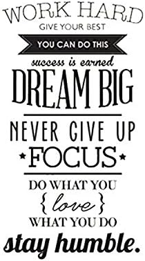 Wall Sticker Quotes Work Hard Give Your Best You Can Do This Success Is Earned Dream Big Never Give Up Focus Do What You {love} What You Do Stay Humble - Inspirational Motivational Word Art Home Bedroom Livingroom Room Interior Office Vinyl Decor Decoration Black 56x100cm By Nia Art