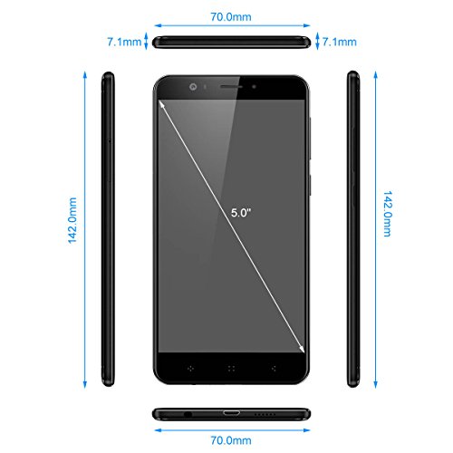 Elephone P8 mini Smartphone 4G, 5.0 Pollici FHD Schermo Android 7.0 Telefono Cellulari, MTK6750T Octa Core 1.5GHz, 4GB RAM + 64GB ROM, 13.0MP +2.0+16.0MP Camera, Dual Sim, Fingerprint Sensorï¼ŒWiFi, Hotkont, GPS, OTG Cellulare- Nero