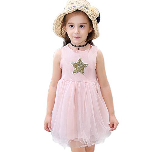 Angelland - Vestido de Verano para niña, con Unicornio, cumpleaños o para niñas Rosa 4 años(Altura 39.3/43.3")