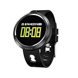 XiYunHan Smart Armband Farbdisplay OLED Runder Bildschirm Touchscreen Schrittanzahl Herzfrequenz Blutdruck Sauerstoff Information Push X9VO (Schwarz, Grün, Rot, Silber) (Color : Black)