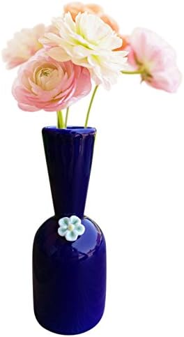 HeHe Ceramic Vase,Mini Ceramic Flower Vase for Home Decoration,Wedding Centrepiece Table Décor &amp; Restaurant,Hand-carved Vase,Can be used alone one or several in combination for a set - Blue#10