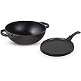 The Indus Valley Pre-Seasoned Cast Iron Cookware Set | Kadai (25.4 cm) + Tawa (25.5 cm) | Pack of 2 | Nonstick, Pre-Seasoned Cookware, 100% Pure & Toxin-Free, No Chemical Coating