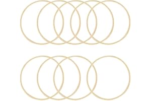 MOTTDAM Aros de Madera,10PCS Aros de Madera de Bambú y Flores de Macramé para Manualidades,Aro de Atrapasueños PequeñO Anillas Madera para Colgar en La Pared,Guirnaldas de Boda, Decoraciones,Aniversario 10 cm