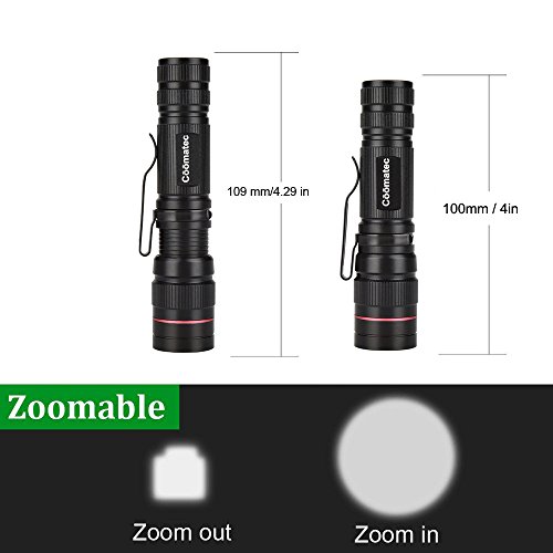 Mini EDC Taschenlampe Mit Zomm Und Ladegerat – Coomatec SD-200 Ultra starken 450 Lumen LED Tactical Flashlight Set Mit Akku - 4