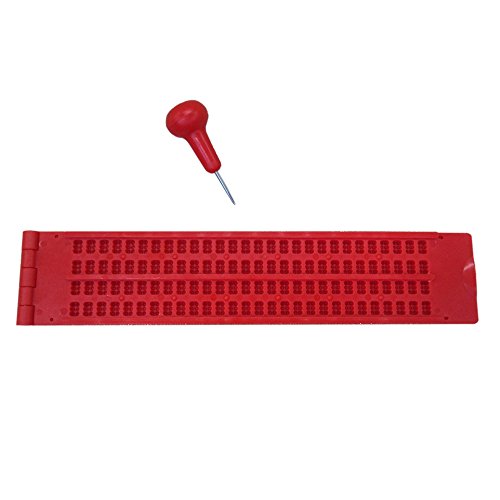 Brailletafel 4 Zeilen 28 Zeichen pro Zeil Braille Schreibtafel mit Griffel 2 stücke (Rot) - 2
