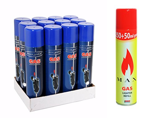 6 x 300ml Universal -near zero impurities- Feuerzeuggas Nachfüllgas Feuerzeug (5,55 € p. 1 Liter) + 1 Feuerzeug „allaroundprofi24“ - 2