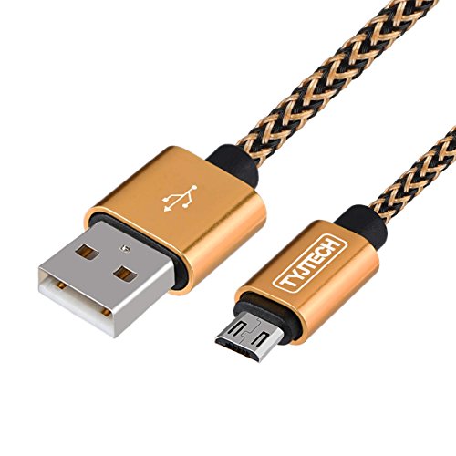 Micro USB Kabel, TYJTECH 2-Pack 6.5ft/2m Micro USB Schnellladekabel Geflochtenes Kabel High Speed Sync f¨¹r Android Smartphones, Samsung Galaxy, HTC, Huawei, Sony, Nexus, Nokia, Kindle und mehr (Gold) - 2