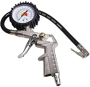Achyut Tyre Pressure Gauge, 220 PSI Tyre Inflator with Pressure Gauge Air Compressor, Valve Air Chuck and Valve Extender for Heavy Duty Car Motorcycle Bicycle