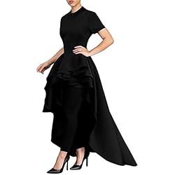 Yesmile Vestido de Fiesta Mujer Cortos Falda Blanco Ropa Vestido Elegante de Noche para Boda Fista Vestido Largo de Manga Corta para Mujer con Alto Peplum Bodycon Vestido Informal para Mujer