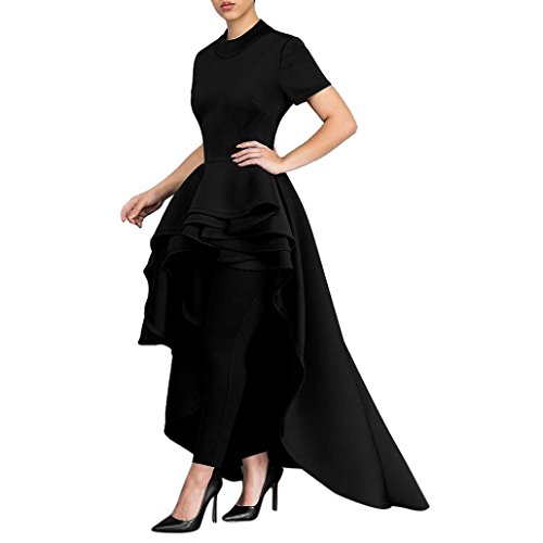 Yesmile Vestido de Fiesta Mujer Cortos Falda Blanco Ropa Vestido Elegante de Noche para Boda Fista Vestido Largo de Manga Corta para Mujer con Alto Peplum Bodycon Vestido Informal para Mujer
