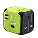 Produktbild Jamicy Universal Reiseadapter Reisestecker, All-in-One Internationales Netzteil 2,4A Dual USB, Europäischer Adapter Reiseadapter Wandladegerät UK, EU, AU, Asien Für 150 + Länder (Grün)