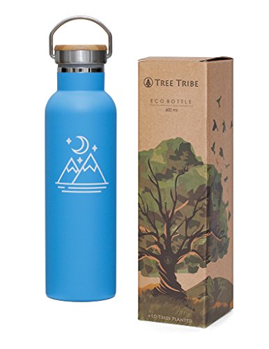 Tree Tribe Blue Moon and Mountain Stainless Steel Water Bottle - Insulated, Indestructible, Eco Friendly- 600ml
