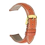 iStrap 18 mm 19mm 20 mm 21mm 22 mm echt Leder Uhrenarmband Armband gepolstert Kalbsleder Gurt Edelstahl Schnalle Super Weich Schwarz Braun Dunkelbraun