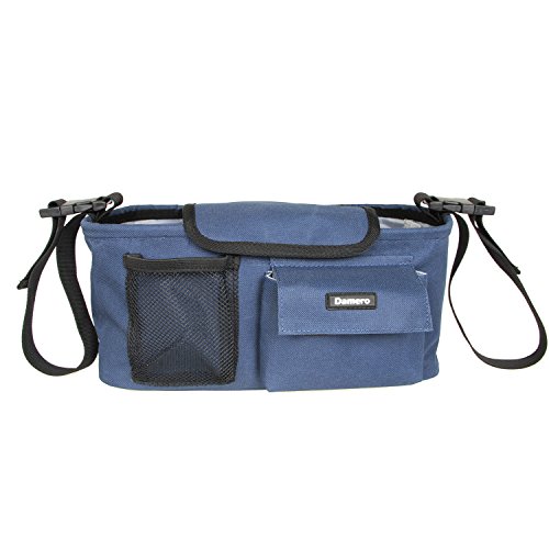 Damero Pram Buggy Buddy Stroller Organiser Storage Bag with Shoulder Strap, Great for Bike or Car Seat Organiser, Blue
